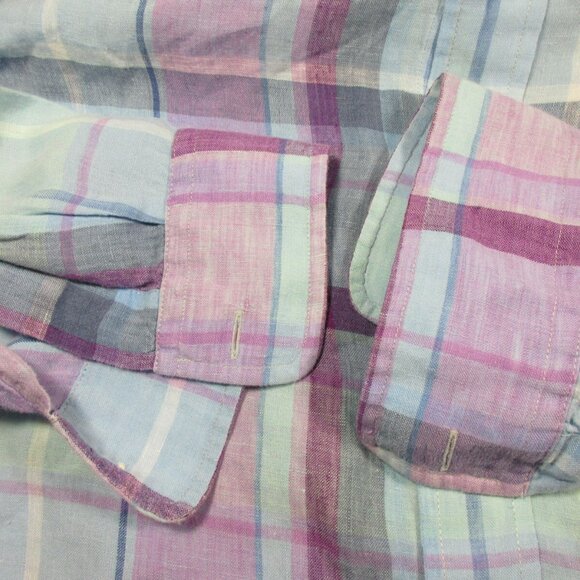 Vineyard Vines mens colorful Murray classic plaid 100% Linen button shirt XL - Picture 5 of 7
